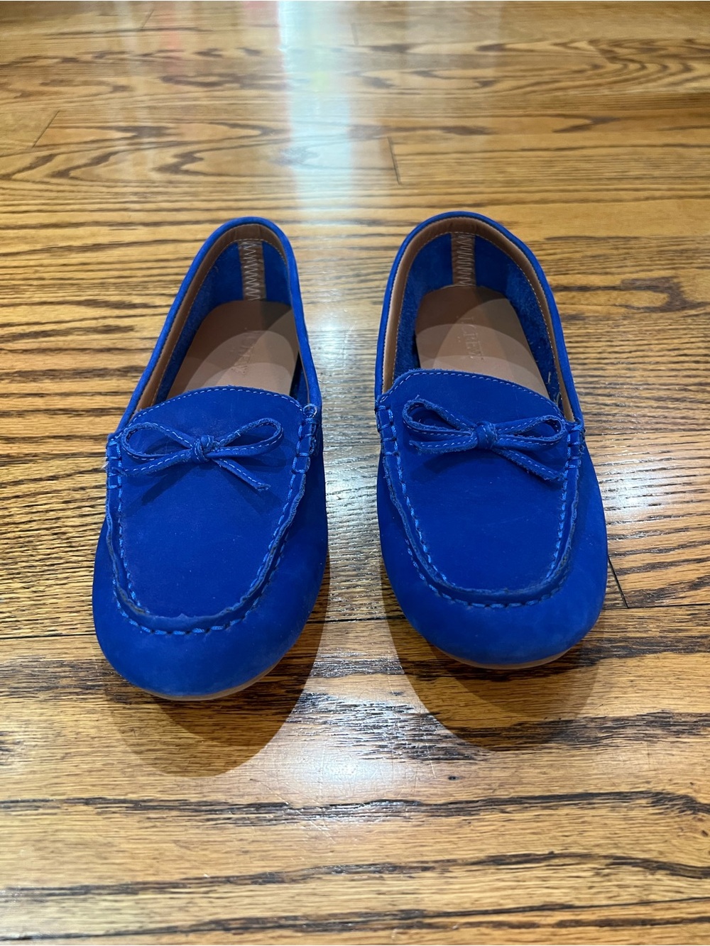 J. Crew Factory Suede Driving Moccasin Loafer Sz 7.5 Cobalt Blue Quiet Luxury
